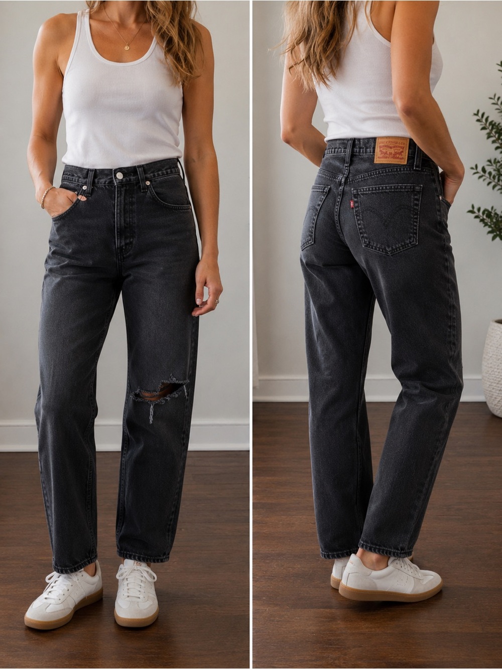 Levi’s Wedgie Straight Black Distressed Jeans Size 26